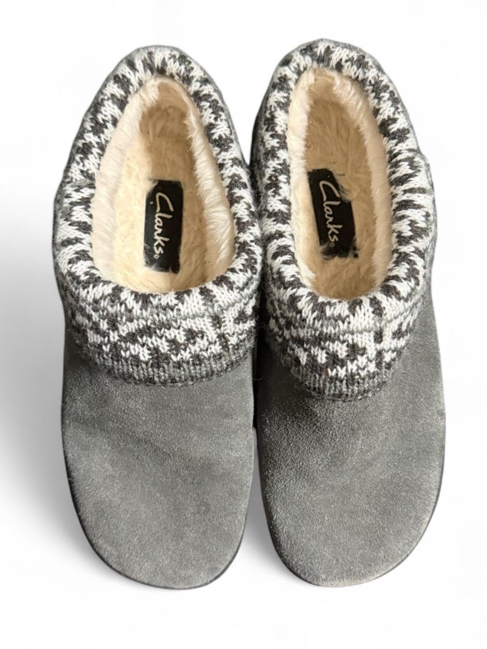 Clarks Knit Collar Slip On Clogs Womens Size 8 Round Toe Mule House Slippers